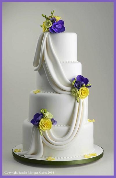 Spring Drape Wedding Cake - Cake by Sandra Monger
