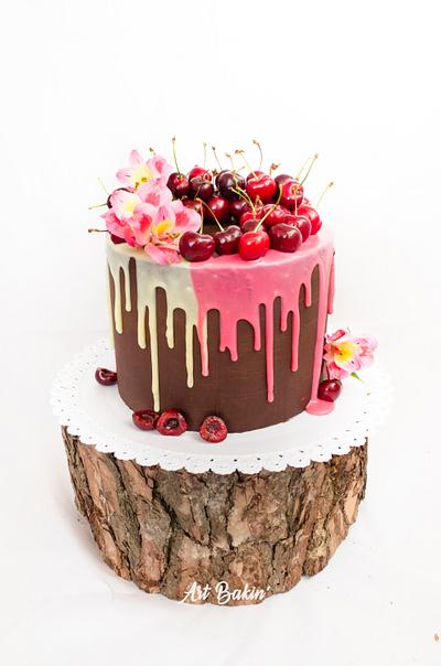Cherry Drip Cake - Cake by Art Bakin’