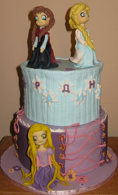 Elsa, Anna and Rapunzel cake  - Cake by Delice