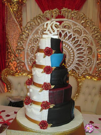 Half Half Bride and Bridegroom - Cake by Mary Yogeswaran