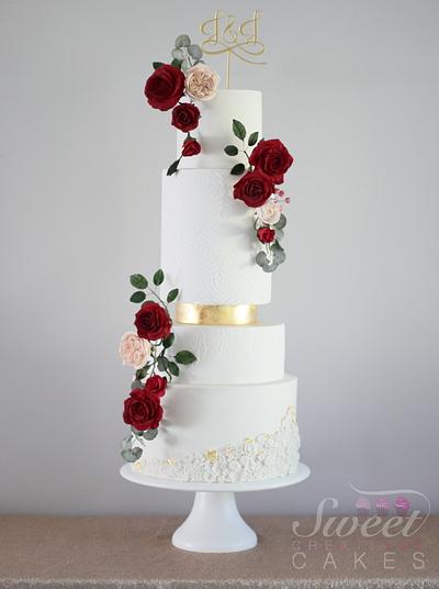 Red and gold wedding - Cake by Sweet Creations Cakes