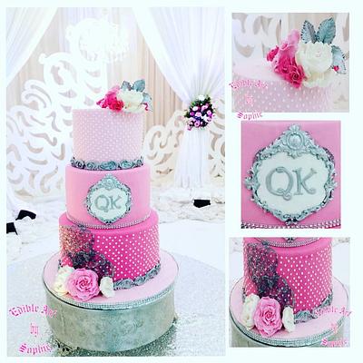 Polka dots and lace - Cake by sophia haniff