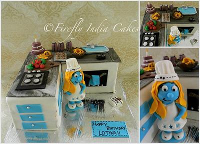 Smurfette in the Kitchen.. - Cake by Firefly India by Pavani Kaur