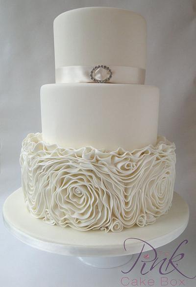 Champagne Ruffled Rose Wedding Cake - Cake by Rose