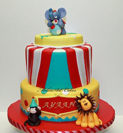 Pleated Circus birthday cake - Cake by MelinArt