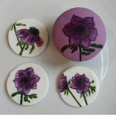 Painted anemones - Cake by The Custom Cakery