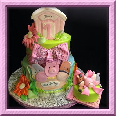 1st Birthday Farm Animal Celebration - Cake by Irene Selby - Austin3DCakes
