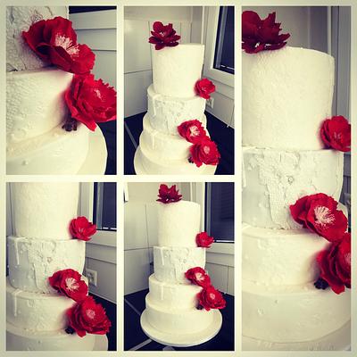 Red & white Wedding  - Cake by valentimssweets