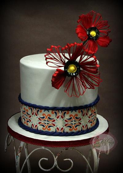 Spanish Tile and Poppies - Cake by Aldoria Cakery