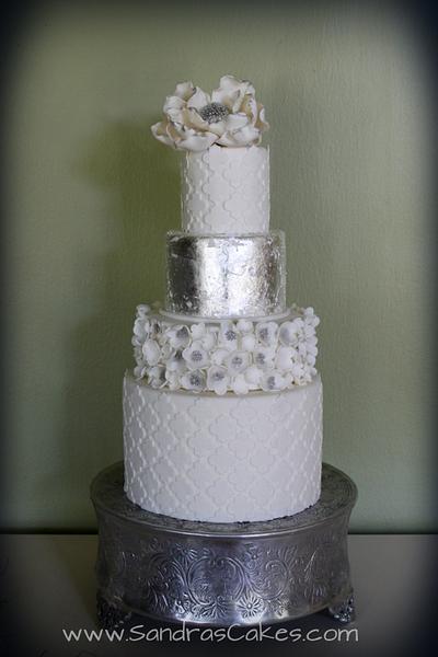 White and Silver Cake - Cake by Sandrascakes