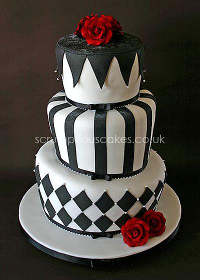 Wonky Black & White Wedding Cake - Cake by Scrumptious Cakes