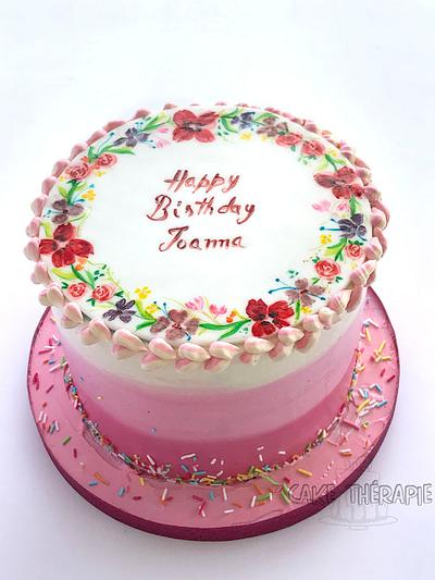Handpainted floral rainbow cake - Cake by Caketherapie