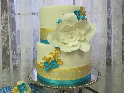 Turquoise and Gold - Cake by Elyse Rosati