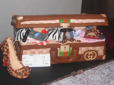 Gucci inspired stiletto shoe and shoebox - Decorated Cake - CakesDecor