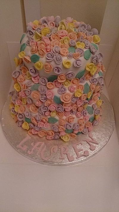 Three tier Rolled flower cake - Cake by zoebeecher