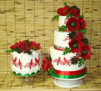 Red currant in poppies - Cake by Oksana Kliuiko