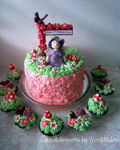 Flower-fairy themed cake and cupcakes - Cake by Tina Salvo Cakes