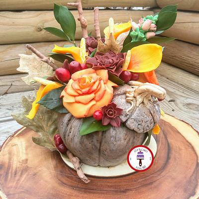 Stone Pumpkin Fall Bouquet - Cake by Cup N Cakes a la C'ART by Karen