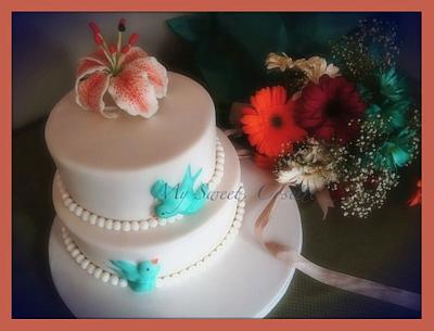 Lily and Sparrow Wedding Cake - Cake by Cosette