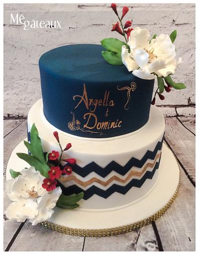 Navy blue and Burgundy wedding - Cake by Mé Gâteaux