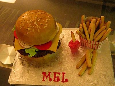 Mel's Cheeseburger Cake - Cake by Cakeicer (Shirley)