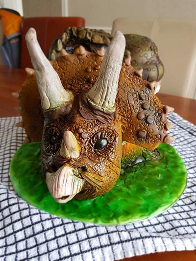 T rex dinosaur cake tricerotops  - Cake by Redlouis33