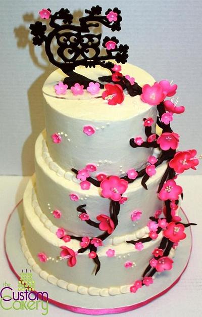Deep Pink Cherry Blossom Wedding - Cake by Stephanie