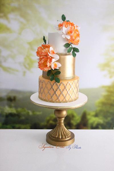 Peach And Gold !  - Cake by Signature Cake By Shweta