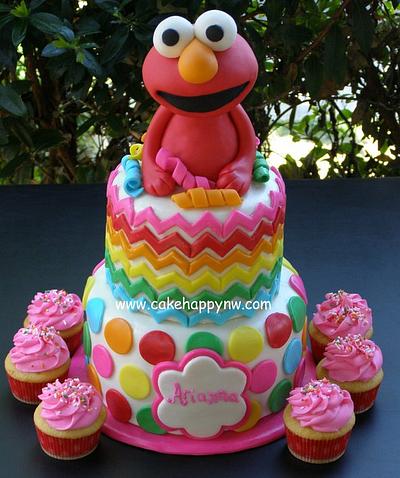 Elmo "Chevron/Polka Dot" Cake! - Cake by Jon O'Keeffe