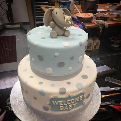 Baby Shower Cake With Baby Elephant - Cake by Leo Sciancalepore