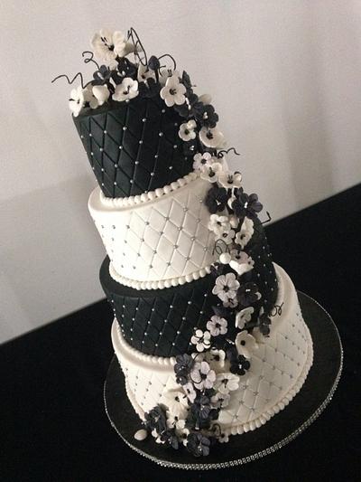 Black and white cherry blossoms cake - Cake by Cake Waco