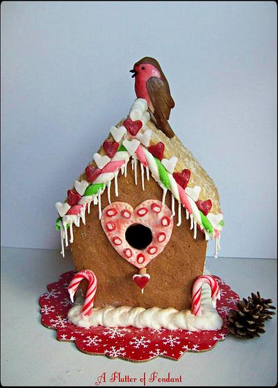 Gingerbread Birdhouse with Robin - Cake by Jen McK Evans