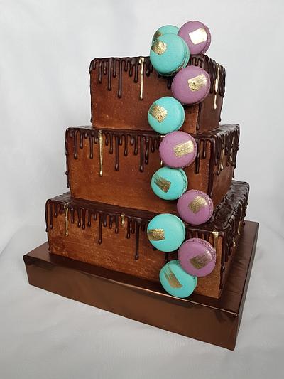 Chocolate drip macaroon fantasy - Cake by Tirki