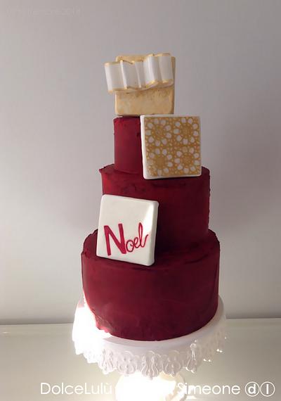 Gold and Red, cake and cookies... Wafer paper - Cake by Lucia Simeone