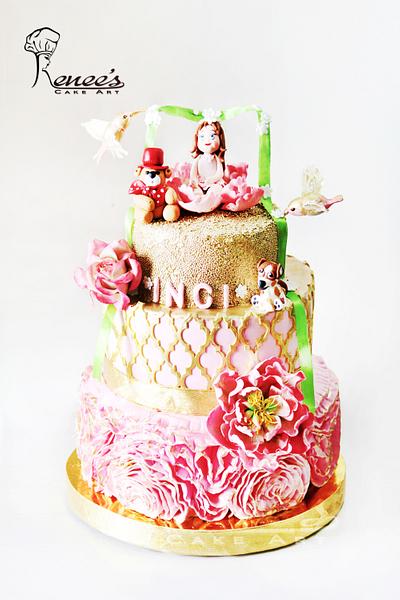 Pink & Gold Cake - Cake by purbaja