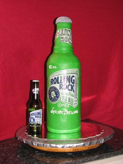 Rolling Rock Beer Bottle cake - Cake by Lizzie
