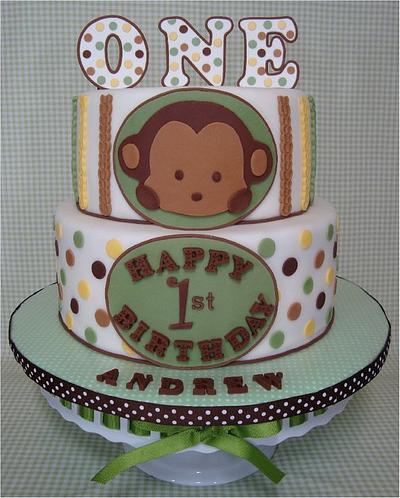 Mod Pod Pop Monkey First Birthday Cake & Smash Cake - Cake by Toni (White Crafty Cakes)