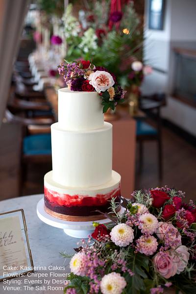 Buttercream cake with deep red watercolour - Cake by Kasserina Cakes