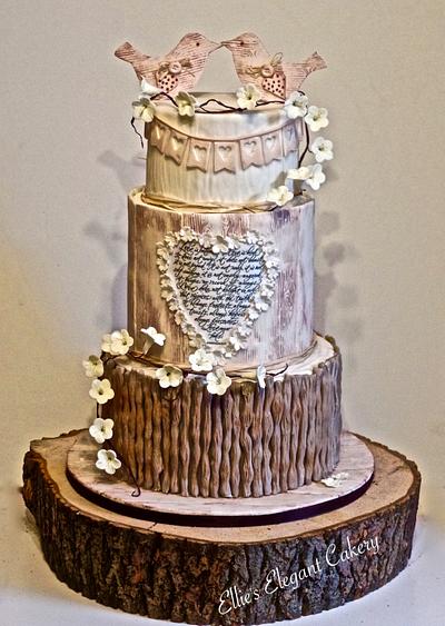Rustic love bird wedding cake - Cake by Ellie @ Ellie's Elegant Cakery