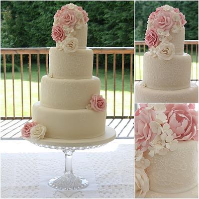 Downton Abbey Lace Wedding Cake - Cake by TiersandTiaras
