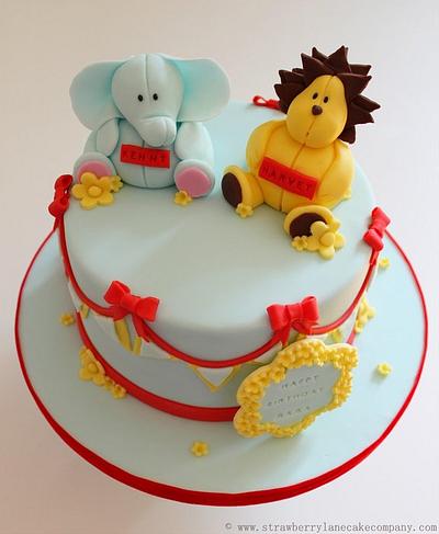 Harvey the Lion and Kenny the Elephant Cake - Cake by Strawberry Lane Cake Company