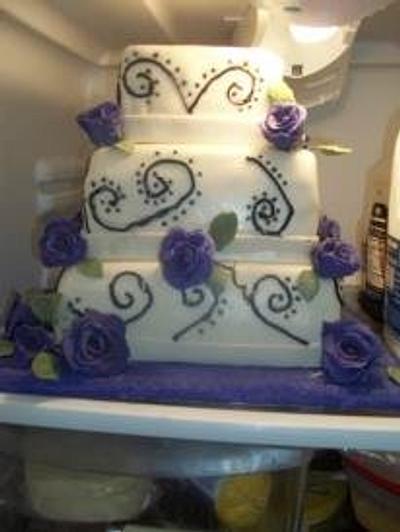 Purple Rose Wedding Cake - Cake by Cindy White