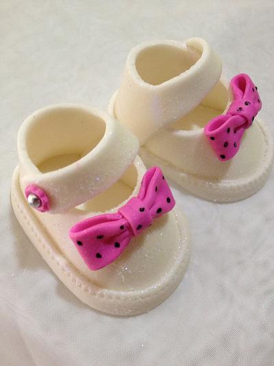 Baby Shoes and Bow - Cake by TheCake by Mildred