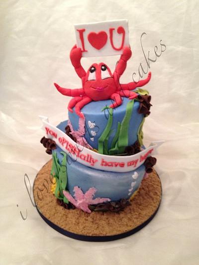 Fun Valentines Cake Fish / Crab cake  - Cake by Vicki Graham