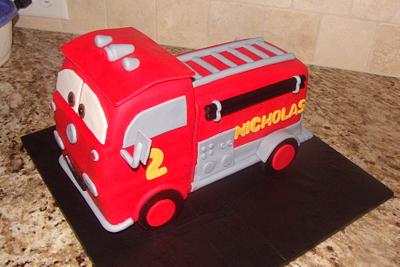 "Red" firetruck from cars movie - Cake by Kari Prichard