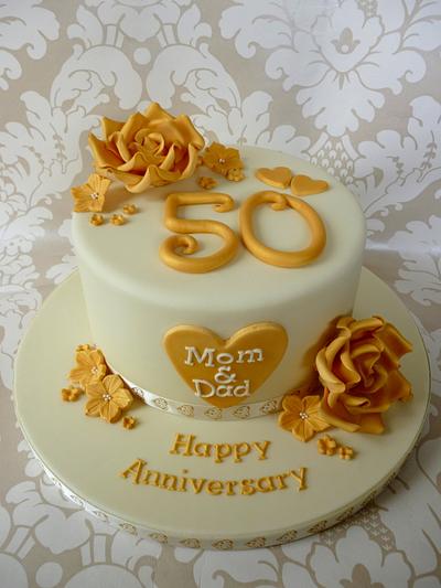 Golden wedding anniversary cake  - Cake by Cakes by Verity