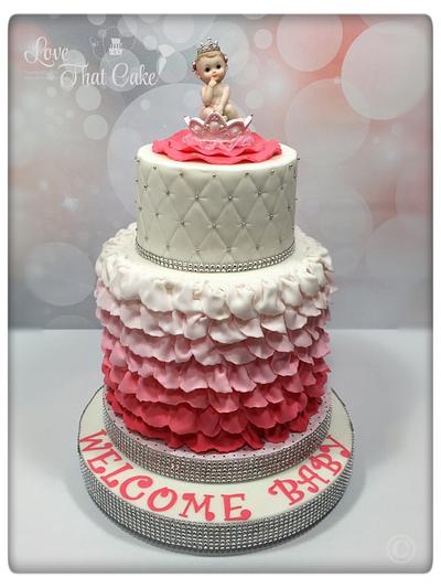 Pink ruffles ombré baby shower cake  - Cake by Michelle Bauer