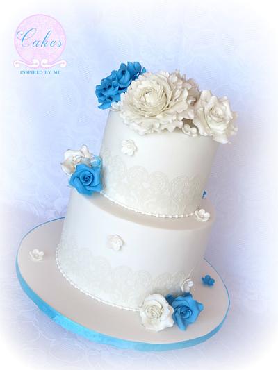 Blue and white wedding cake - Cake by Cakes Inspired by me