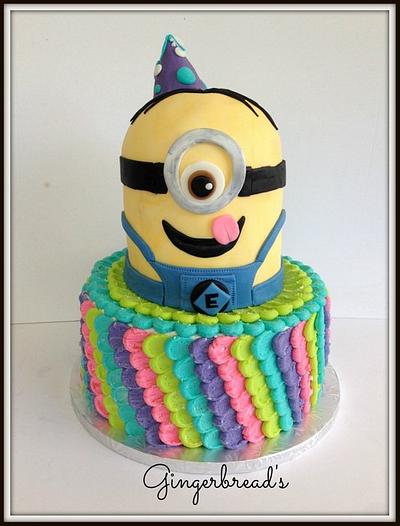 minion with rainbow petal cake - Cake by gingerbreads