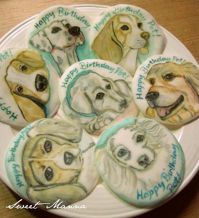 Chocolate Cupcakes with Hand Painted Dog Toppers - Cake by SweetManna